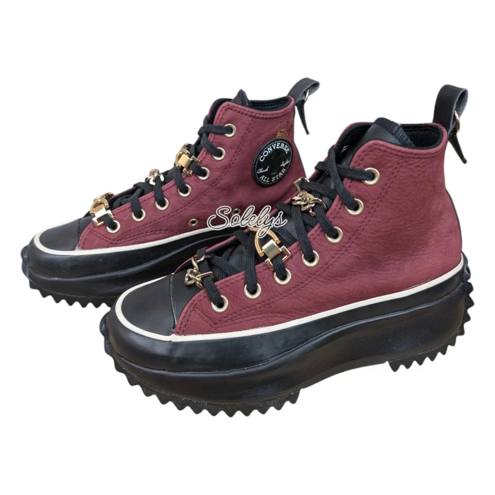 Converse Run Star Hike High Deep Ox Bordeaux Regal Red Black Leather Womens 7 - Picture 4 of 11